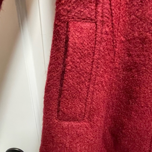 Guess Sz Women's Gorgeous Red Textured Pea Coat Gold Accents Lace Pattern Lining - Picture 4 of 12